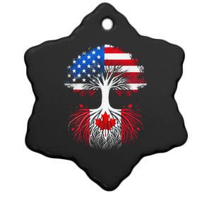 Canadian Roots American Grown Tree Flag Funny Canada Day Ceramic Star Ornament