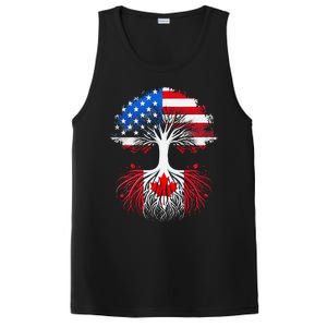 Canadian Roots American Grown Tree Flag Funny Canada Day PosiCharge Competitor Tank