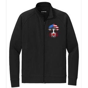 Canadian Roots American Grown Tree Flag Funny Canada Day Stretch Full-Zip Cadet Jacket