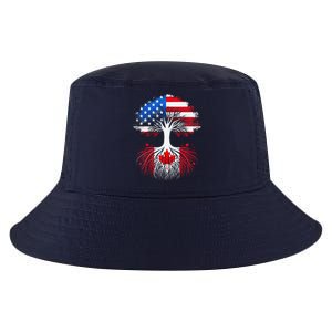 Canadian Roots American Grown Tree Flag Funny Canada Day Cool Comfort Performance Bucket Hat