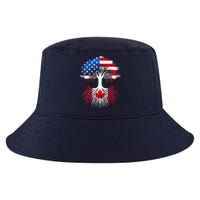 Canadian Roots American Grown Tree Flag Funny Canada Day Cool Comfort Performance Bucket Hat