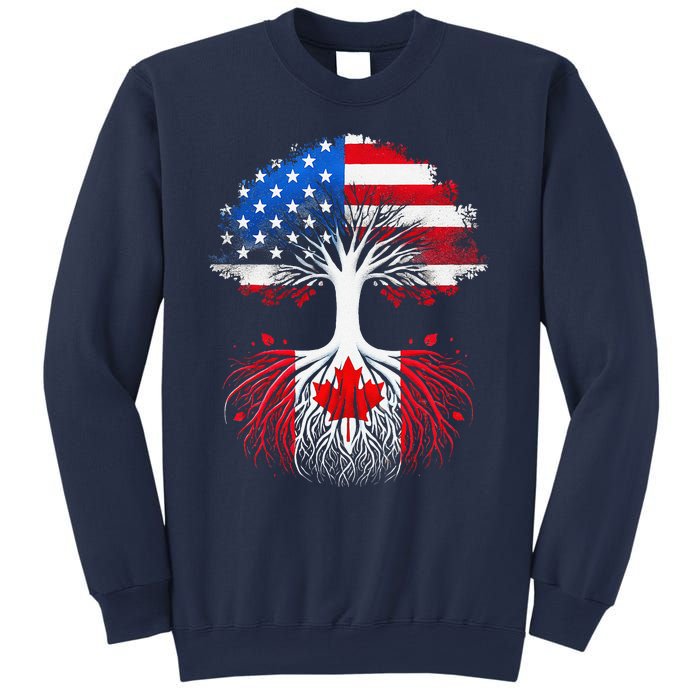 Canadian Roots American Grown Tree Flag Funny Canada Day Sweatshirt