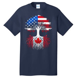 Canadian Roots American Grown Tree Flag Funny Canada Day Tall T-Shirt