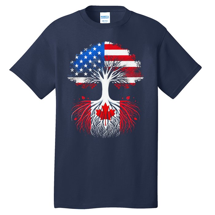 Canadian Roots American Grown Tree Flag Funny Canada Day Tall T-Shirt