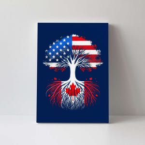 Canadian Roots American Grown Tree Flag Funny Canada Day Canvas