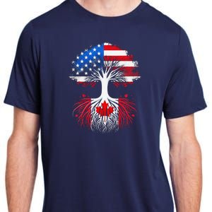 Canadian Roots American Grown Tree Flag Funny Canada Day Adult ChromaSoft Performance T-Shirt