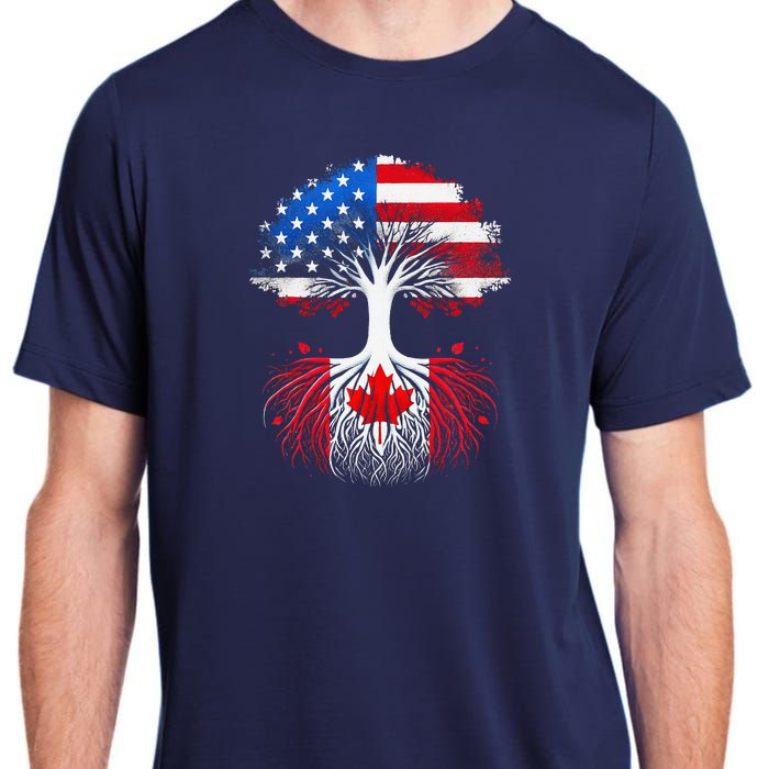 Canadian Roots American Grown Tree Flag Funny Canada Day Adult ChromaSoft Performance T-Shirt