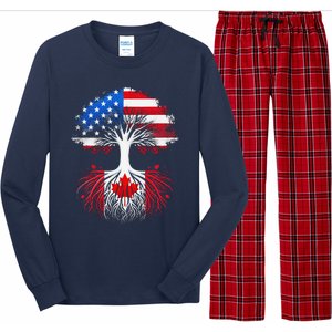 Canadian Roots American Grown Tree Flag Funny Canada Day Long Sleeve Pajama Set