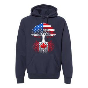 Canadian Roots American Grown Tree Flag Funny Canada Day Premium Hoodie