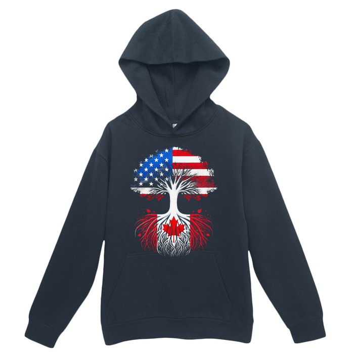 Canadian Roots American Grown Tree Flag Funny Canada Day Urban Pullover Hoodie