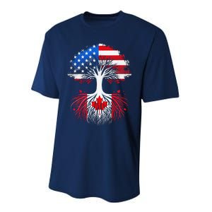 Canadian Roots American Grown Tree Flag Funny Canada Day Performance Sprint T-Shirt