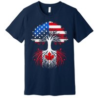 Canadian Roots American Grown Tree Flag Funny Canada Day Premium T-Shirt