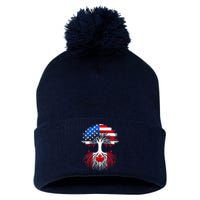 Canadian Roots American Grown Tree Flag Funny Canada Day Pom Pom 12in Knit Beanie