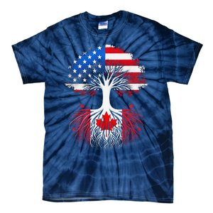 Canadian Roots American Grown Tree Flag Funny Canada Day Tie-Dye T-Shirt