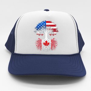 Canadian Roots American Grown Tree Flag Funny Canada Day Trucker Hat