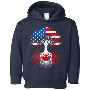 Canadian Roots American Grown Tree Flag Funny Canada Day Toddler Hoodie