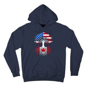 Canadian Roots American Grown Tree Flag Funny Canada Day Tall Hoodie