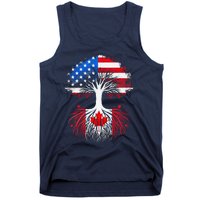 Canadian Roots American Grown Tree Flag Funny Canada Day Tank Top