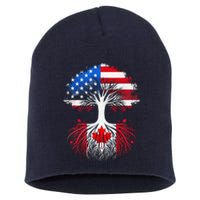 Canadian Roots American Grown Tree Flag Funny Canada Day Short Acrylic Beanie