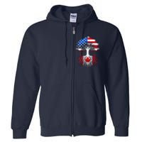 Canadian Roots American Grown Tree Flag Funny Canada Day Full Zip Hoodie