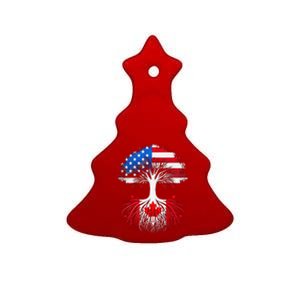 Canadian Roots American Grown Tree Flag Funny Canada Day Ceramic Tree Ornament