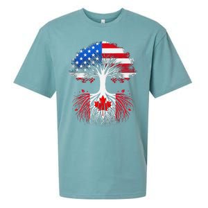 Canadian Roots American Grown Tree Flag Funny Canada Day Sueded Cloud Jersey T-Shirt