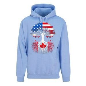 Canadian Roots American Grown Tree Flag Funny Canada Day Unisex Surf Hoodie