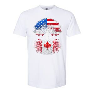 Canadian Roots American Grown Tree Flag Funny Canada Day Softstyle CVC T-Shirt