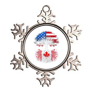 Canadian Roots American Grown Tree Flag Funny Canada Day Metallic Star Ornament