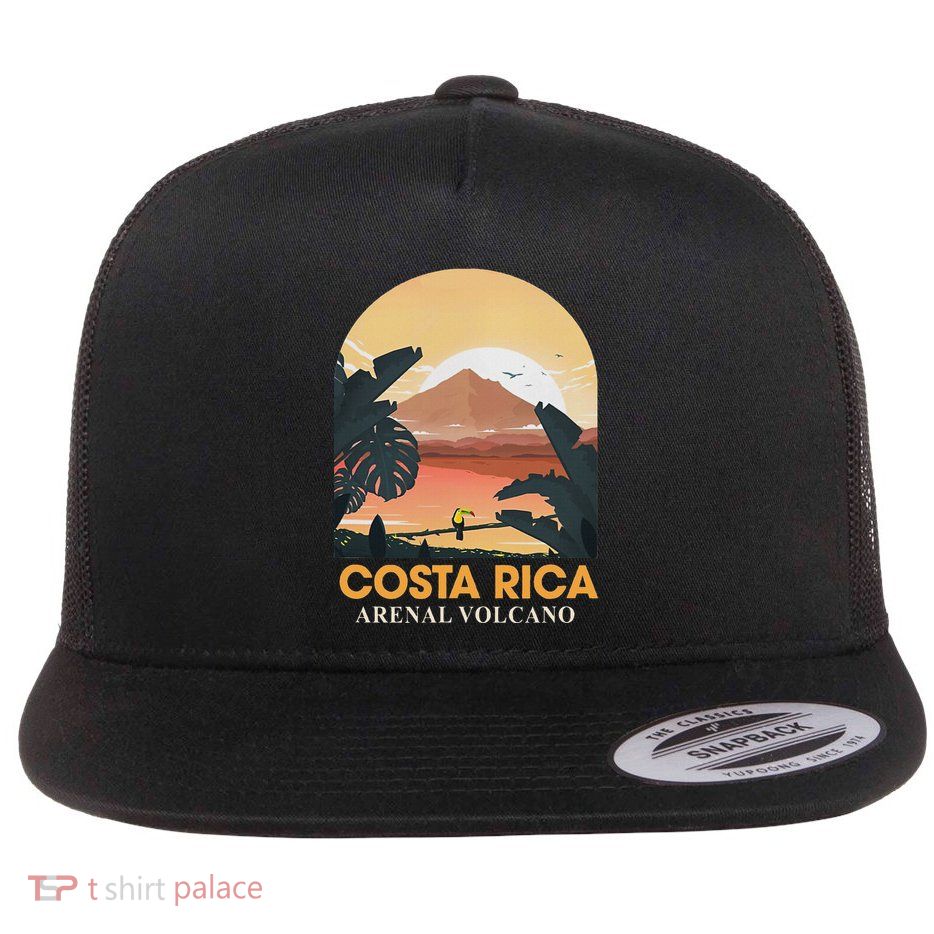 Costa Rica Arenal Volcano Travel Beach Summer Vacation Trip Flat Bill Trucker Hat