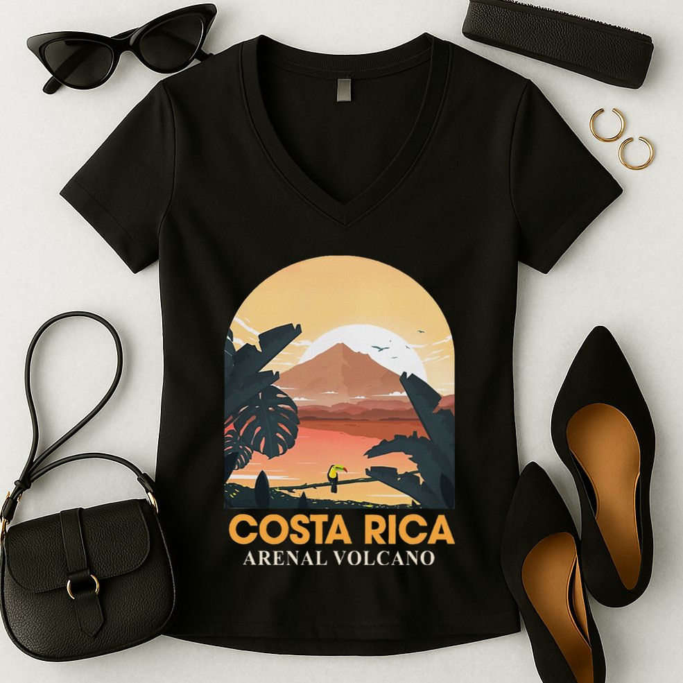 Costa Rica Arenal Volcano Travel Beach Summer Vacation Trip Women's V-Neck T-Shirt