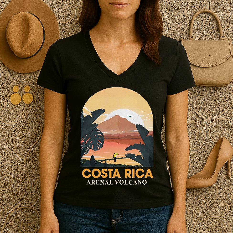 Costa Rica Arenal Volcano Travel Beach Summer Vacation Trip Women's V-Neck T-Shirt