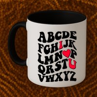 Cute Retro Abcs I Love You Valentine School Teacher Student Life Mug