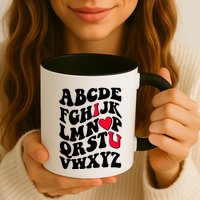 Cute Retro Abcs I Love You Valentine School Teacher Student Life Mug