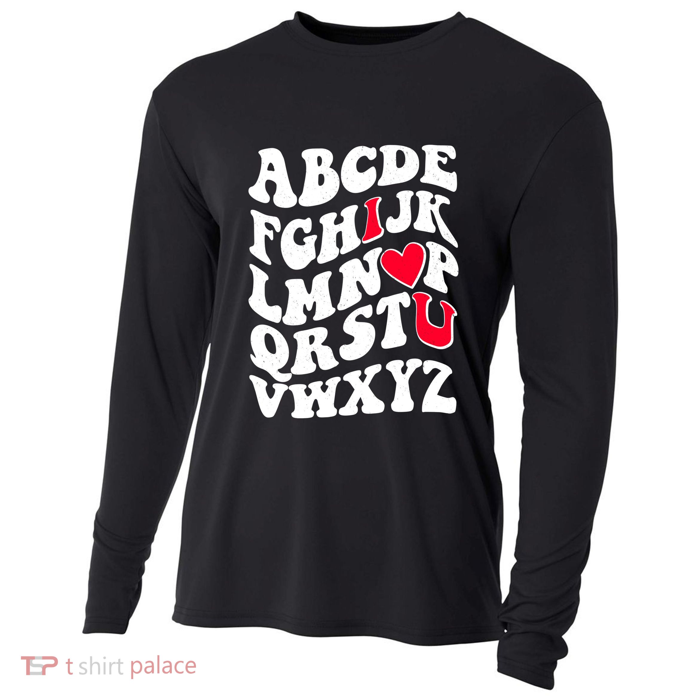 Cute Retro Abcs I Love You Valentine School Teacher Student Life Cooling Performance Long Sleeve Crew