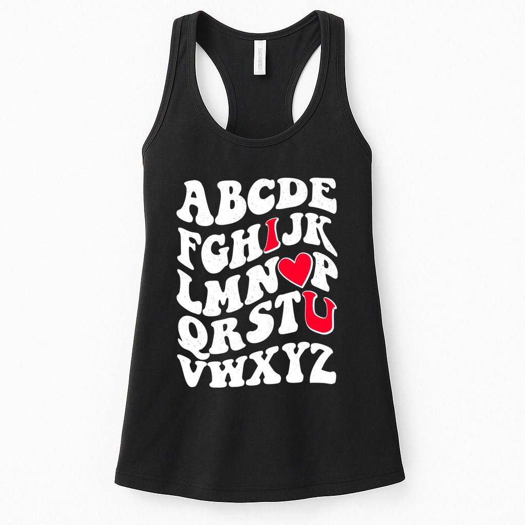 Cute Retro Abcs I Love You Valentine School Teacher Student Life Womens Tank Top