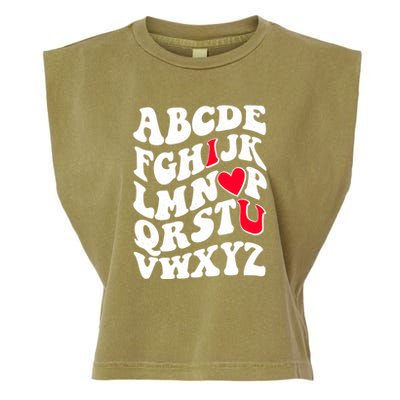 Cute Retro Abcs I Love You Valentine School Teacher Student Life Garment-Dyed Women's Muscle Tee