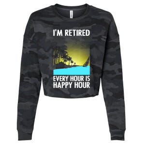 Cool Retirement Art For Women Retirement Retired Retiree Cropped Pullover Crew