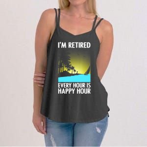 Cool Retirement Art For Women Retirement Retired Retiree Women's Strappy Tank