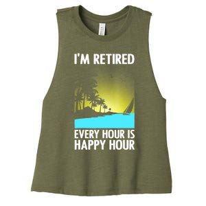 Cool Retirement Art For Women Retirement Retired Retiree Women's Racerback Cropped Tank