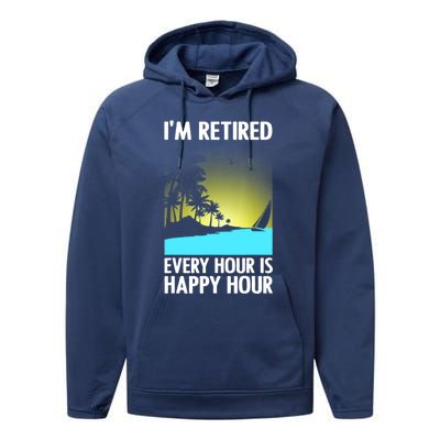 Cool Retirement Art For Women Retirement Retired Retiree Performance Fleece Hoodie