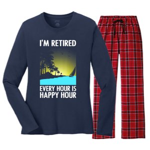 Cool Retirement Art For Women Retirement Retired Retiree Women's Long Sleeve Flannel Pajama Set 