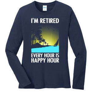 Cool Retirement Art For Women Retirement Retired Retiree Ladies Long Sleeve Shirt