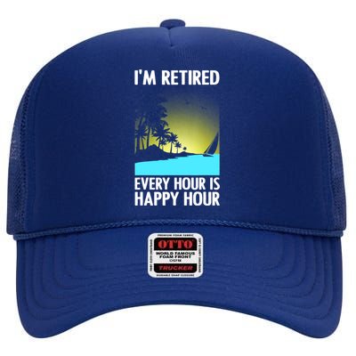 Cool Retirement Art For Women Retirement Retired Retiree High Crown Mesh Back Trucker Hat