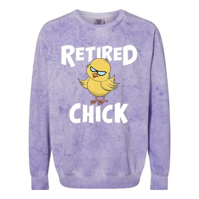 Cute Retirement Art For Retirement Lover Retired Chick Colorblast Crewneck Sweatshirt