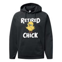 Cute Retirement Art For Retirement Lover Retired Chick Performance Fleece Hoodie