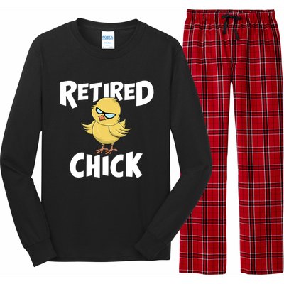 Cute Retirement Art For Retirement Lover Retired Chick Long Sleeve Pajama Set