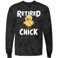 Cute Retirement Art For Retirement Lover Retired Chick Tie-Dye Long Sleeve Shirt