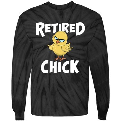 Cute Retirement Art For Retirement Lover Retired Chick Tie-Dye Long Sleeve Shirt