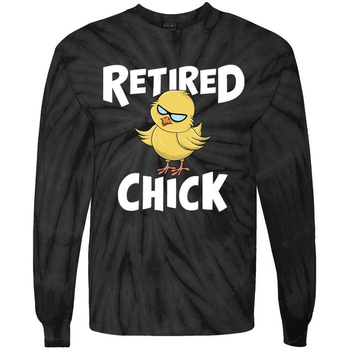 Cute Retirement Art For Retirement Lover Retired Chick Tie-Dye Long Sleeve Shirt